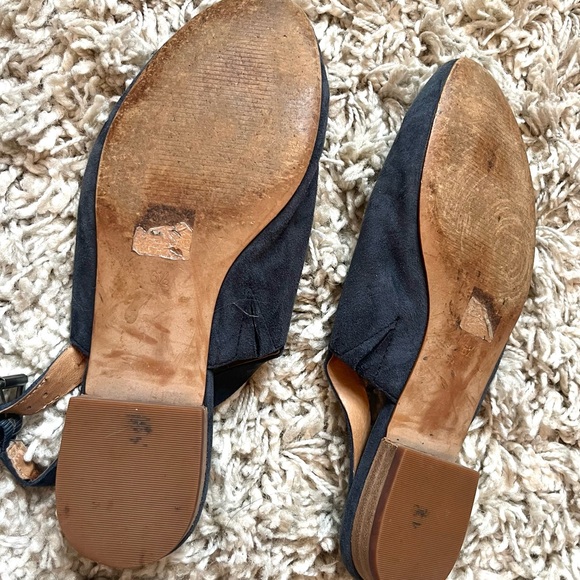Madewell blue suede sling back heeled mules - Picture 10 of 16
